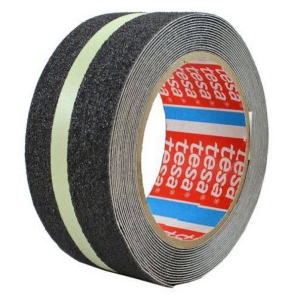 Cinta Antideslizante Negra Banda Fotoluminiscente 5CM x20Mtrs